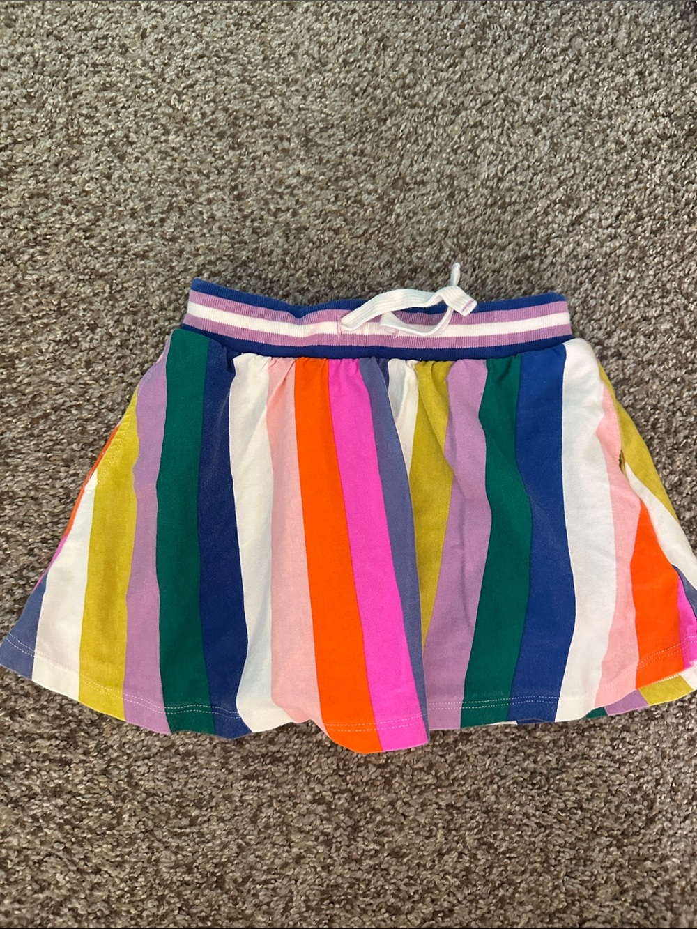 Boden Girls Rainbow Stripe Skort - Blue, Purple, Pink, White, Mint